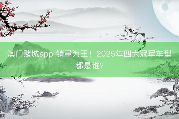 澳门赌城app 销量为王!2025年四大冠军车型都是谁?