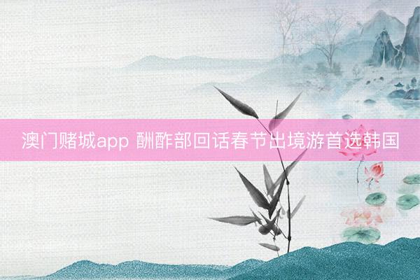 澳门赌城app 酬酢部回话春节出境游首选韩国