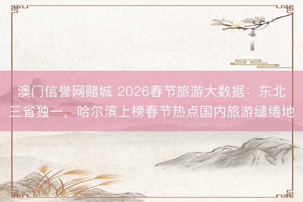 澳门信誉网赌城 2026春节旅游大数据：东北三省独一，哈尔滨上榜春节热点国内旅游缱绻地