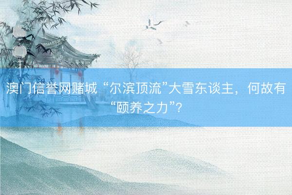 澳门信誉网赌城 “尔滨顶流”大雪东谈主，何故有“颐养之力”？