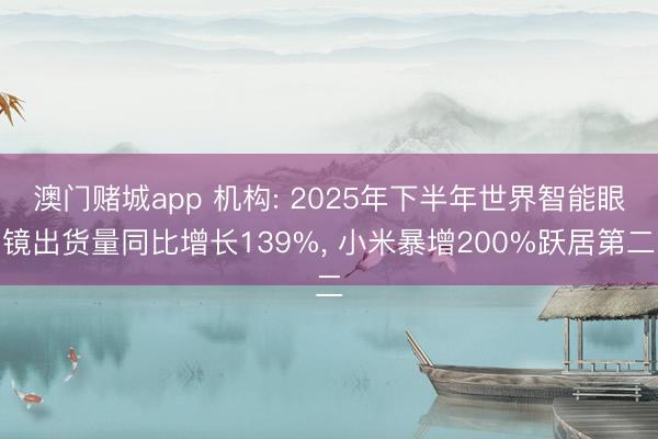 澳门赌城app 机构: 2025年下半年世界智能眼镜出货量同比增长139%， 小米暴增200%跃居第二