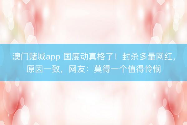 澳门赌城app 国度动真格了！封杀多量网红，原因一致，网友：莫得一个值得怜悯